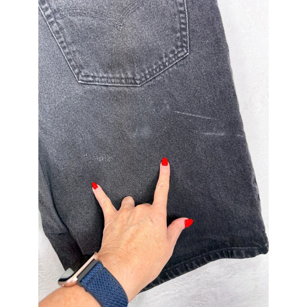 Vtg 90s Levi's 38 Jorts 560 Loose Fit Denim Shorts Relaxed Faded Black Denim